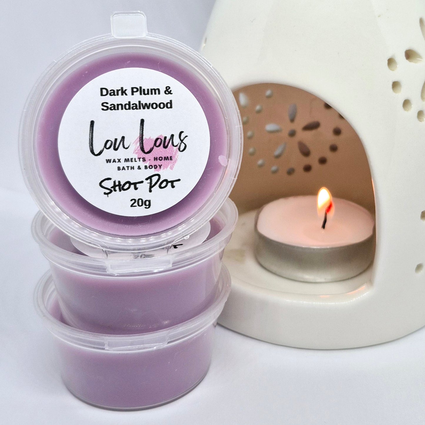 Dark Plum & Sandalwood Wax Melt Shot Pot