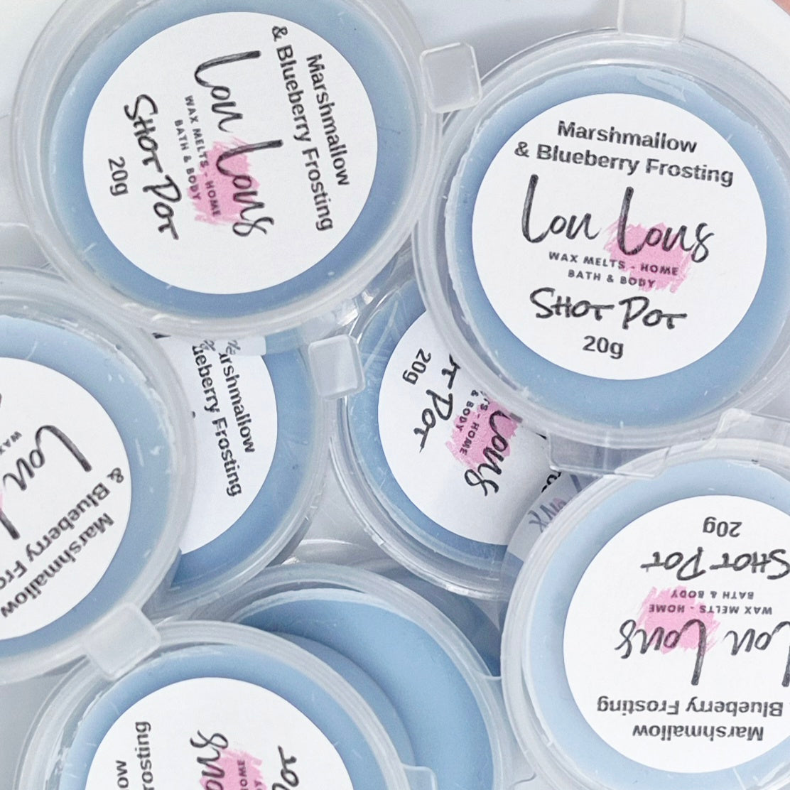 Marshmallow & Blueberry Frosting Wax Melt Shot Pot