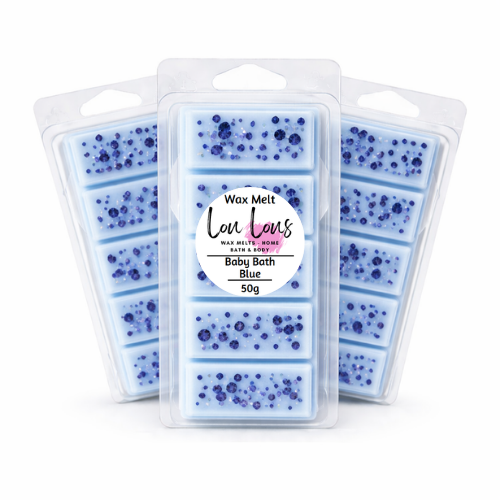 Baby Bath Blue fresh wax melt snap bar calming lavender fragrance handmade UK