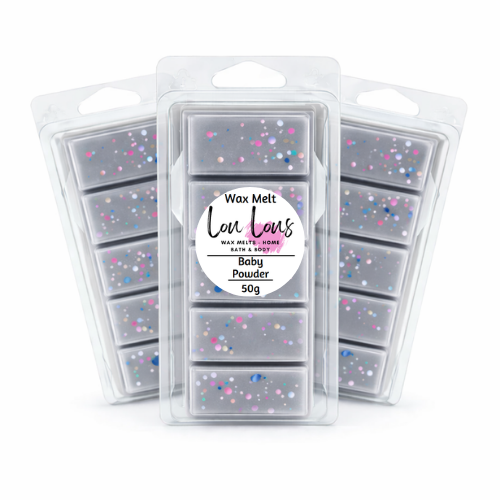 Wax melt packaging with 'Lou lous' branding on a white background