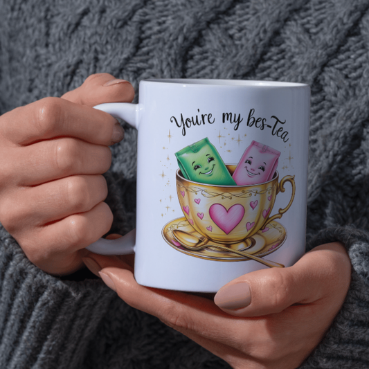 You’re My Bes-Tea Mug – Cute Friendship Ceramic Cup