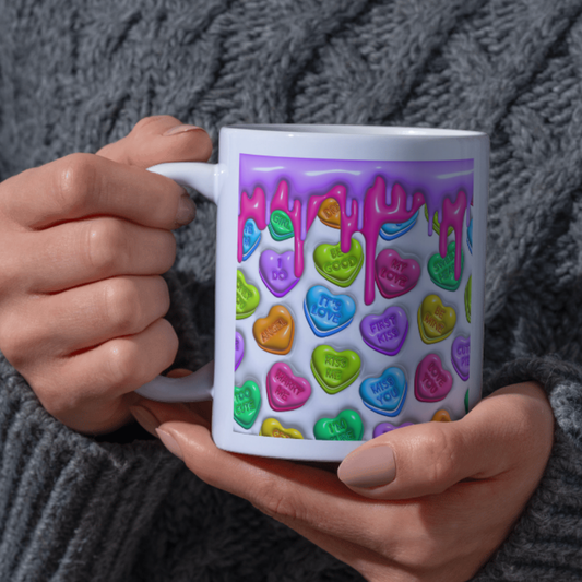 Candy Heart Love Mug – Cute Valentine Ceramic Cup