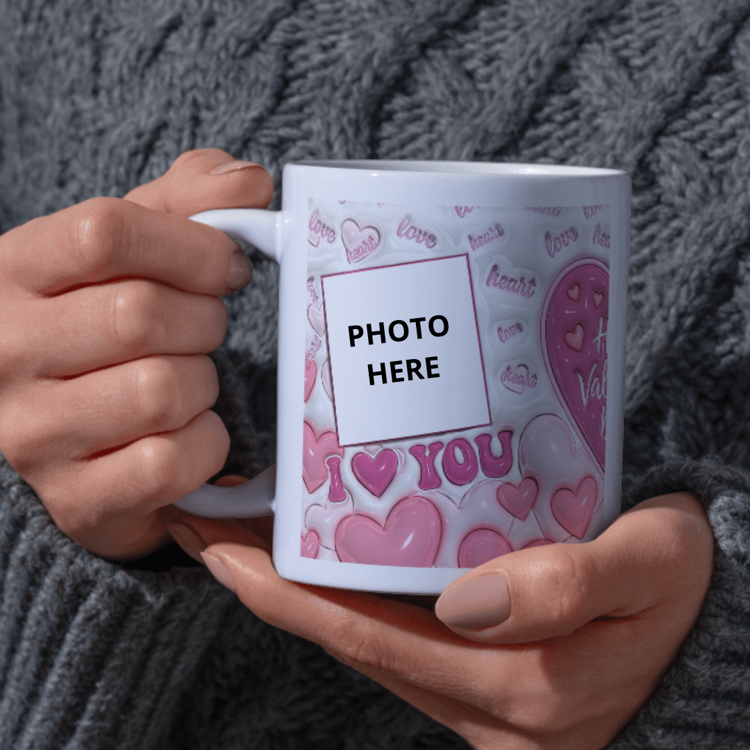 Personalised Valentine Photo Mug – Custom Heart Ceramic Cup