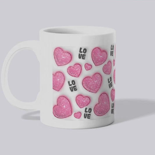 Love Heart Pattern Mug – Romantic Ceramic Cup