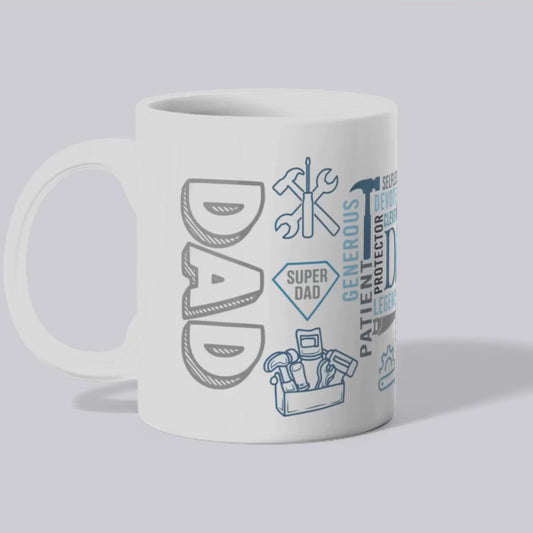 Dad Word Art Mug – Tool Theme Ceramic Cup